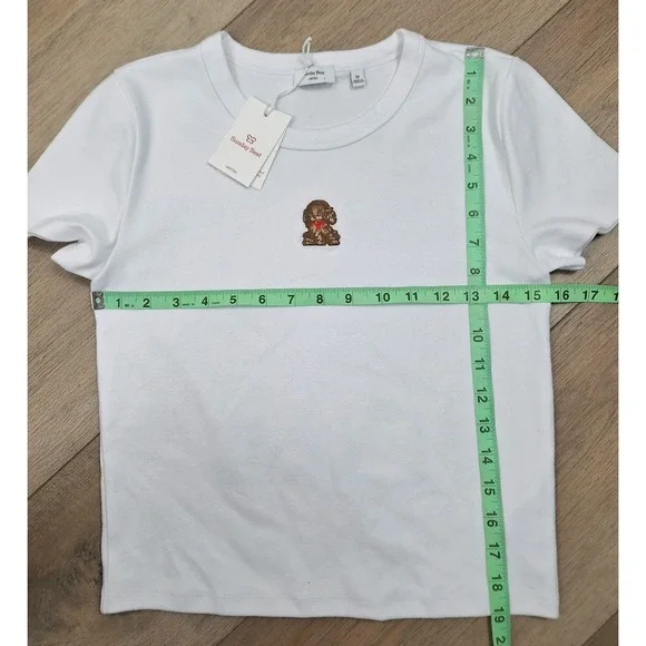 Sunday Best Aritzia White Embroidered Poodle T-Shirt Womens Size Medium NWT - Picture 4 of 7